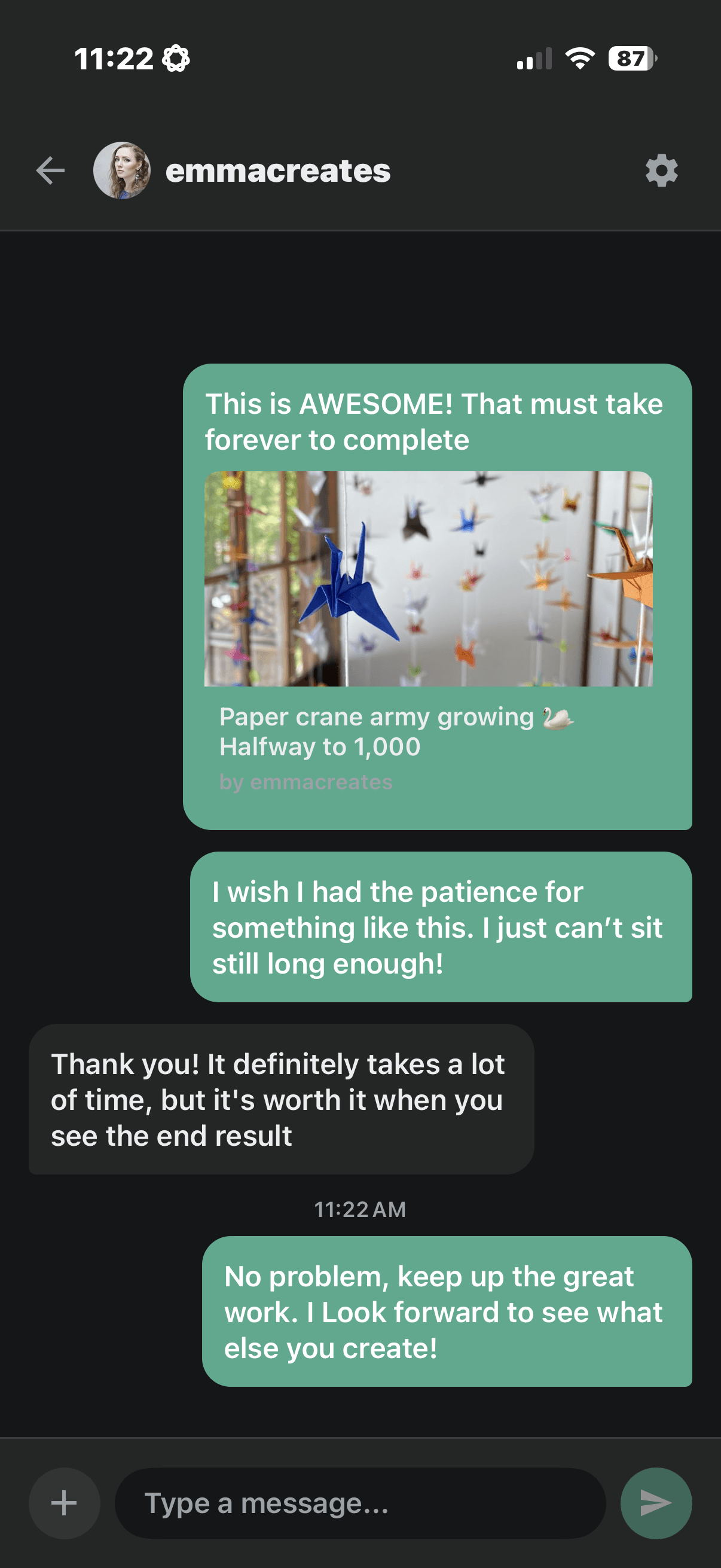 Dabbler chat interface with active conversations.