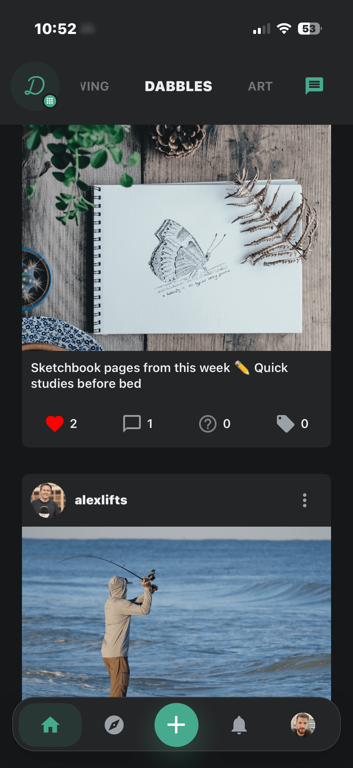 Dabbler iOS app home screen preview